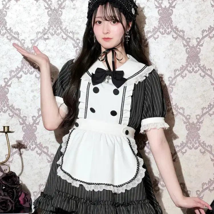 [BUNJANG] NOEMIE Gothic Maid-Style Short Sleeve Setup / 노에미 NOEMIE 고딕 메이드 라이크 반팔 셋업