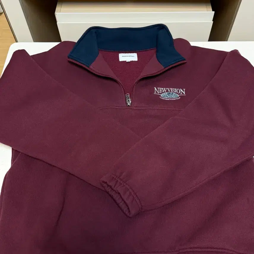 [BUNJANG] Thisisneverthat Half Zip Sweatshirt Burgundy / 디스이즈네버댓 하프 집 스웻셔츠 버건디