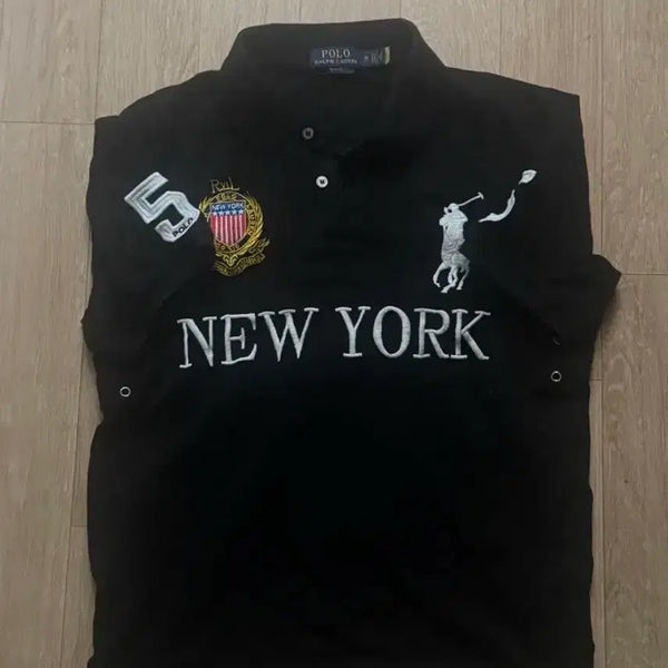 [BUNJANG] Polo Ralph Lauren Chief Keef New York Embroidered Short Sleeve Polo Shirt Black / 폴로 랄프로렌 치프키프 뉴욕 자수 반팔 카라티 블랙