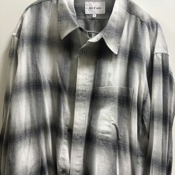 [BUNJANG] Artifects Ombre Check Shirt Black / L)아트이프액츠 옴브레 체크셔츠 블랙
