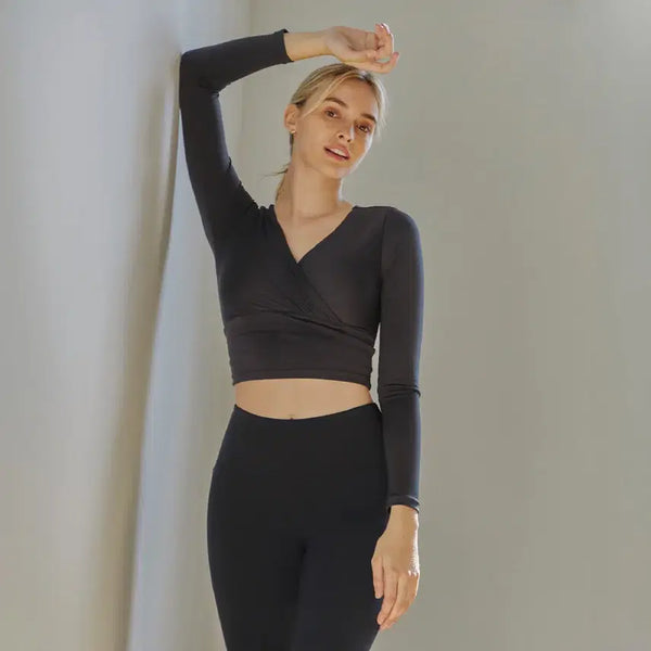 [BUNJANG] Andar Be Free Shirring Long Sleeve Tank Top Black New / 안다르 비 프리 셔링 롱슬리브 탱크탑 블랙 새상품