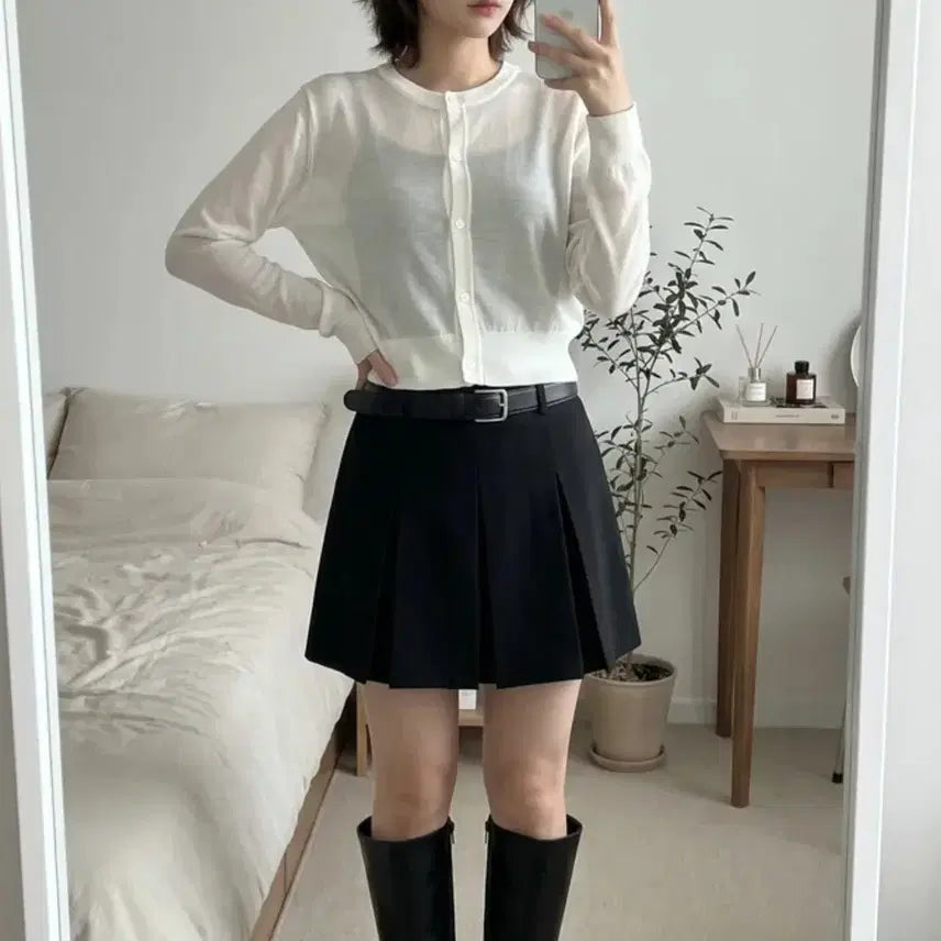 [BUNJANG] Uniqlo Sheer Crewneck Cardigan White / 유니클로 시어 크루넥 가디건 화이트(새상품)