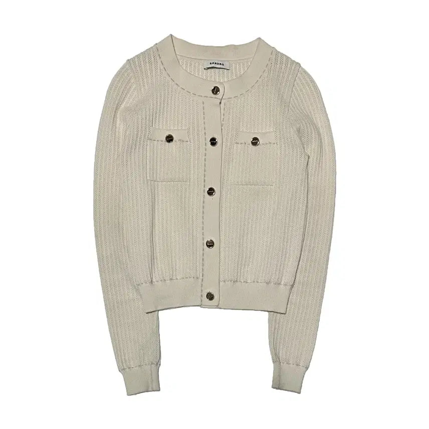 [BUNJANG] Sandro Rayon Blend Round Neck Cardigan Cream / SANDRO 산드로 레이온 폴리 라운드 가디건 크림