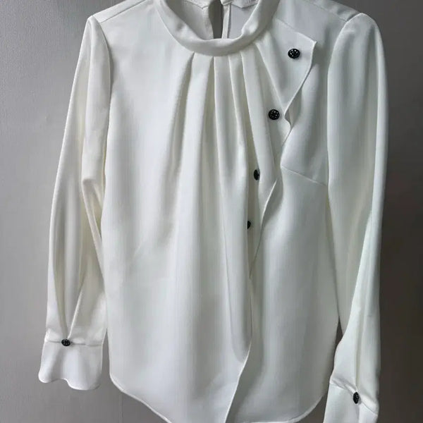 [BUNJANG] Jigott White Button Detail Blouse - Size 55 / 지고트 블라우스