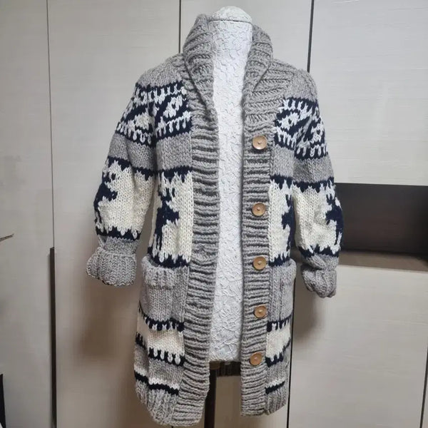 [BUNJANG] Imported Nordic Pattern Knit Cardigan / 수입의류 노르딕 패턴 니트 가디건