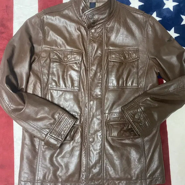 [BUNJANG] Henry Cotton Genuine Leather Rider Jacket / 헨리코튼 가죽 자켓