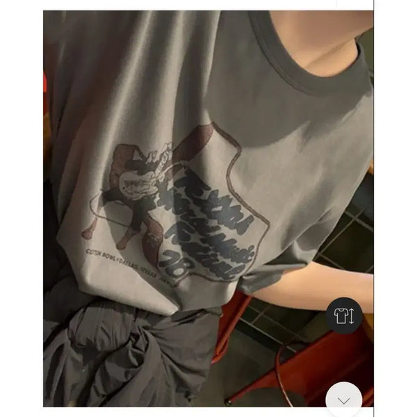 [BUNJANG] Story Nine Texa T-Shirt Charcoal / 스토리나인 텍사 반팔티 - 차콜