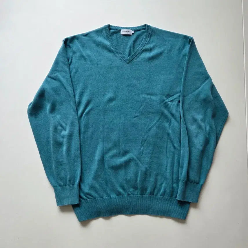 [BUNJANG] Steadyeverywhere Cotton V-Neck Knit Turquoise / (4)스테디에브리웨어 코튼 브이넥 니트 터콰이즈