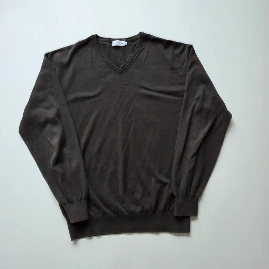 [BUNJANG] Steady Everywear Cotton V-Neck Knit Dark Brown / (4)스테디에브리웨어 코튼 브이넥 니트 다크브라운