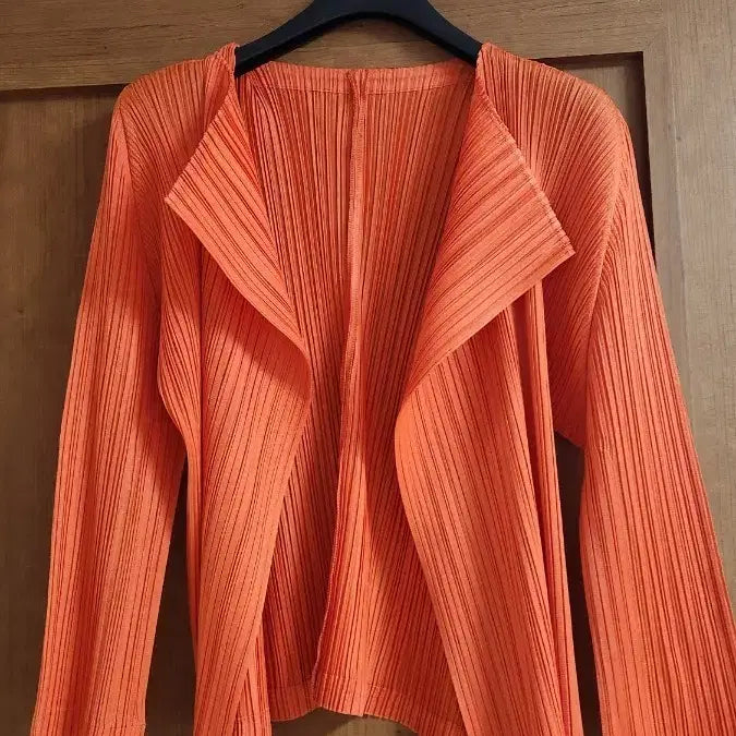 [BUNJANG] Pleats Please Orange Short Cardigan / 플리츠 플리즈 숏가디건