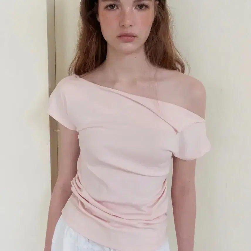 [BUNJANG] EtudeHouse Off-Shoulder T-Shirt Pink / 에트몽 오프셔링티셔츠 핑크