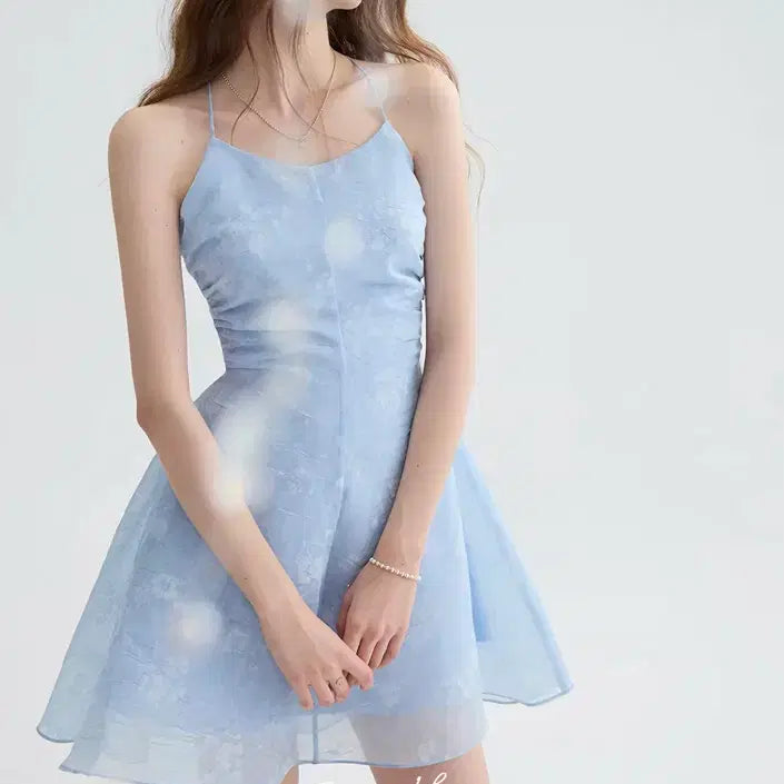 [BUNJANG] Sinsden Floral Backless Mini Dress / (S) 신스덴 플로럴 백리스 블루 미니원피스 휴양지원피스