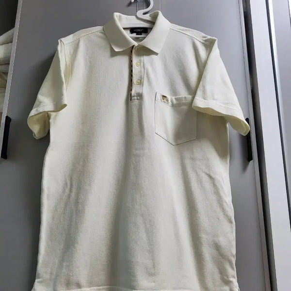 [BUNJANG] Burberry Logo Short Sleeve Polo Shirt Ivory / 버버리 로고 카라 반팔 카라티 아이보리