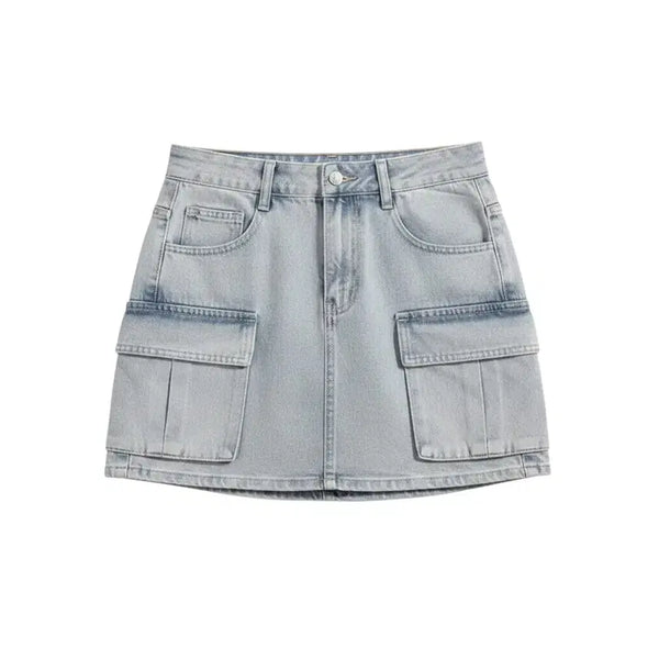 [BUNJANG] LAP Women's Washed Light Blue Denim Skirt / 여성M/ LAP 워싱 연청 데님스커트