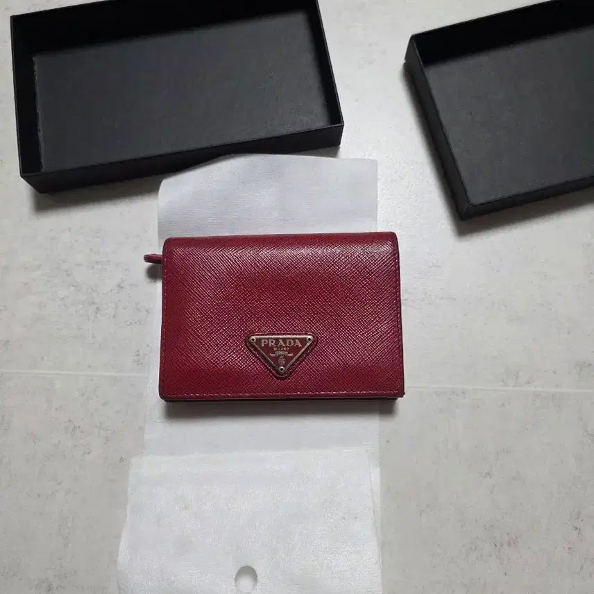 [BUNJANG] Prada Saffiano Leather Wallet Red / 프라다 사피아노 반지갑 레드