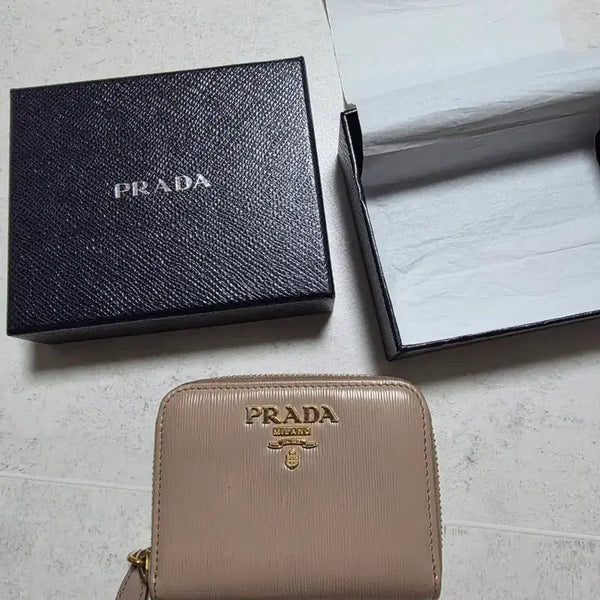 [BUNJANG] Prada Bi-Color Card Holder / 프라다 지갑 베이지
