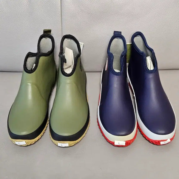 [BUNJANG] Men's Rubber Rain Boots (Ankle Height) - Khaki/Navy / 레인부츠 장화 카키/네이비