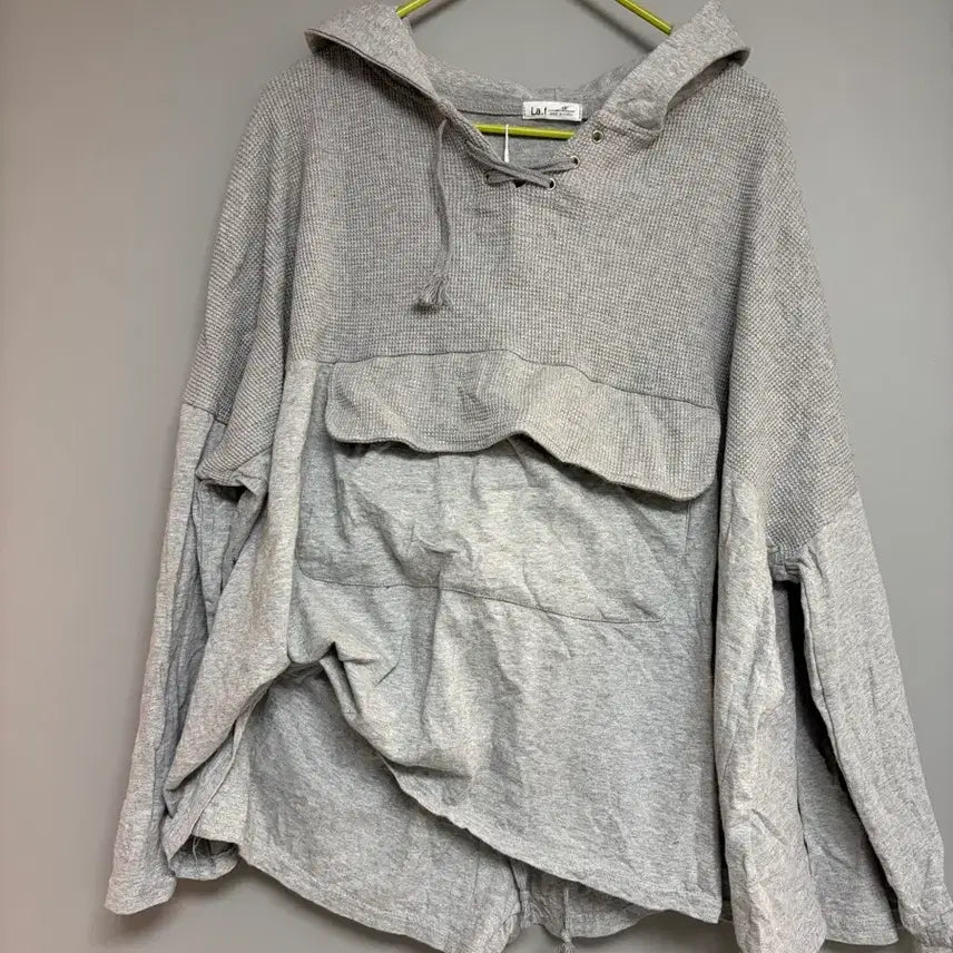 [BUNJANG] Gray Hooded Sweatshirt Set - Loose Fit / 그레이 후드티세트