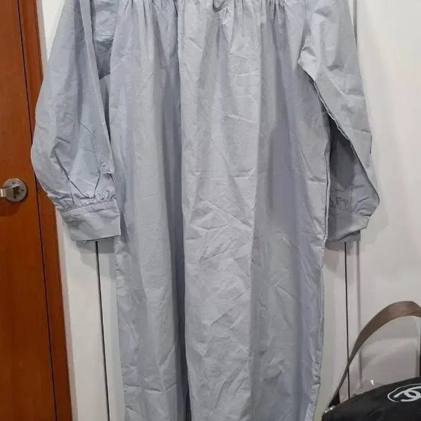 [BUNJANG] Women's Long Dress Square Neck Light Gray / 여성 롱 원피스 스퀘어넥 연그레이(새상품)