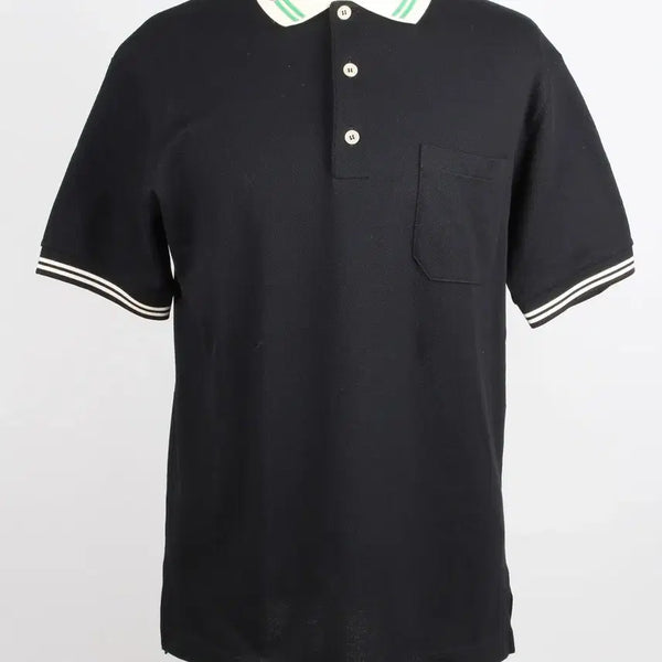 [BUNJANG] Gucci Neck Point PK Short Sleeve T-Shirt Black S (95) / 구찌 넥포인트 PK 반팔티 블랙 S(95)