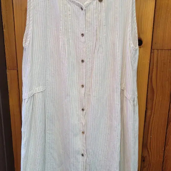 [BUNJANG] Women's Linen Sleeveless Long Dress / 여성 린넨 롱 민소매 원피스