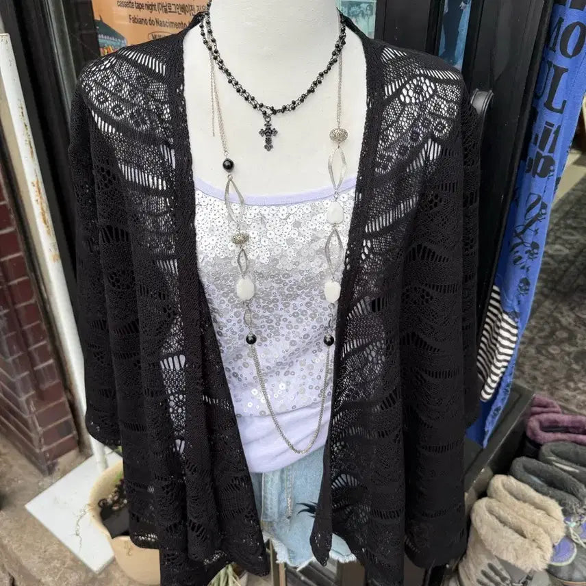 [BUNJANG] Vintage Lace See-through Summer Cardigan / 빈티지 레이스 시스루 여름 가디건