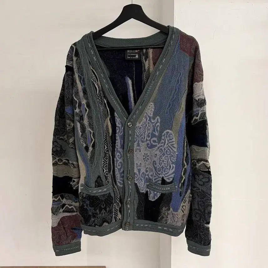 [BUNJANG] Coogi 3D Cable Knit Cardigan / 쿠지 3D 케이블 니트 가디건