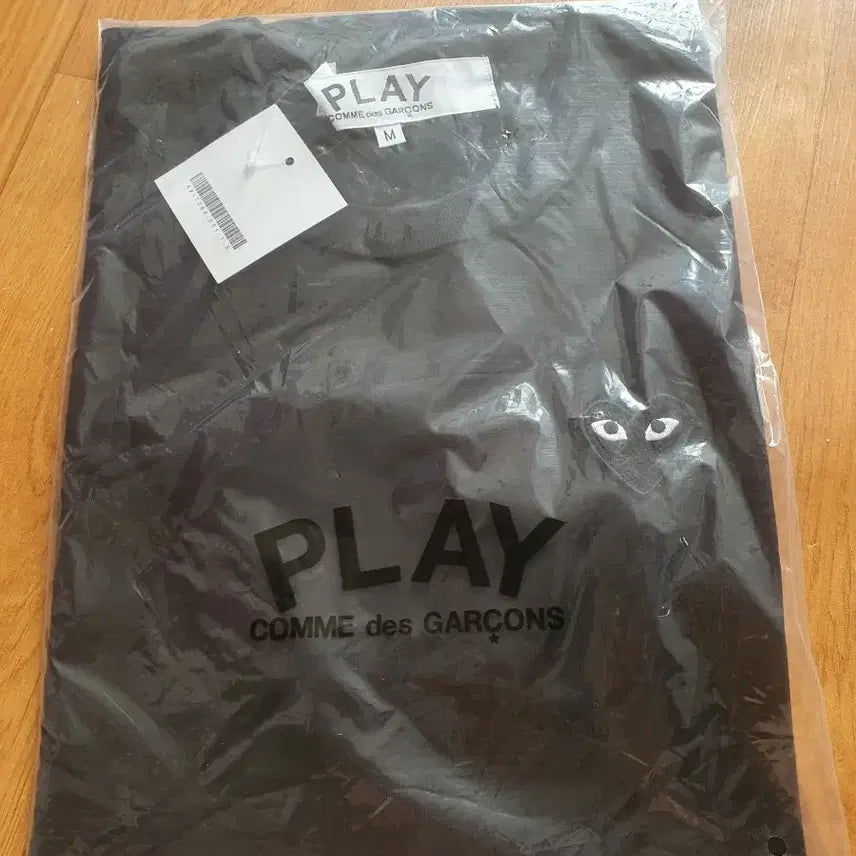 [BUNJANG] Comme des Garçons Play Text Logo Short Sleeve T-Shirt Black M / 꼼데가르송 플레이 텍스트 로고 반팔티 블랙 M