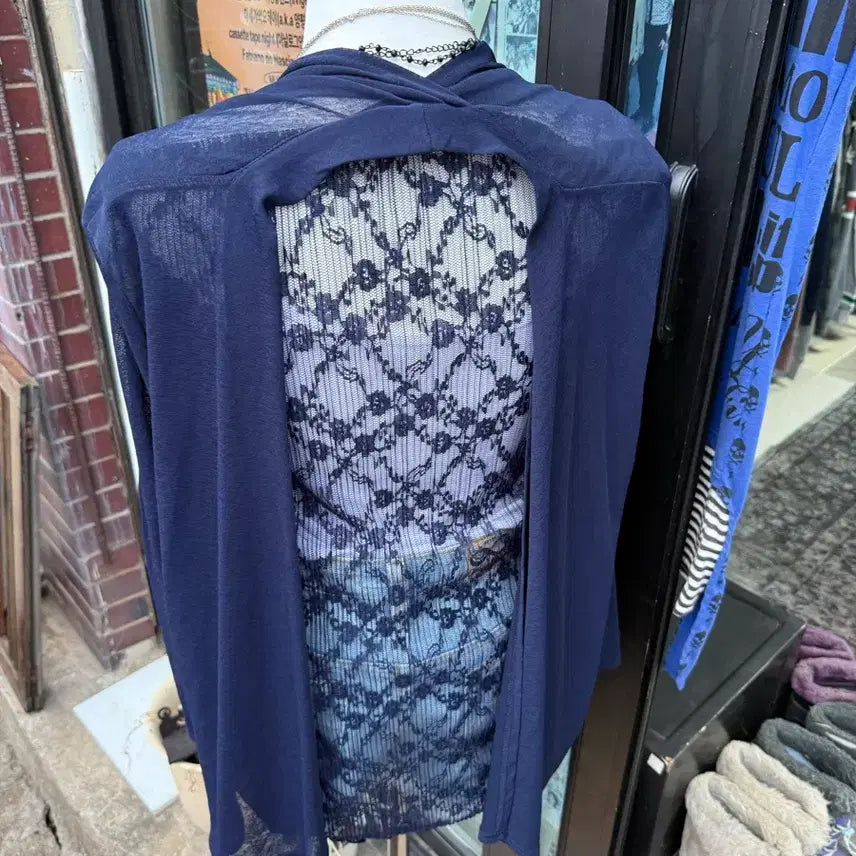 [BUNJANG] Vintage Back Point Lace See-through Summer Cardigan / 빈티지 백포인트 레이스 시스루 여름 가디건