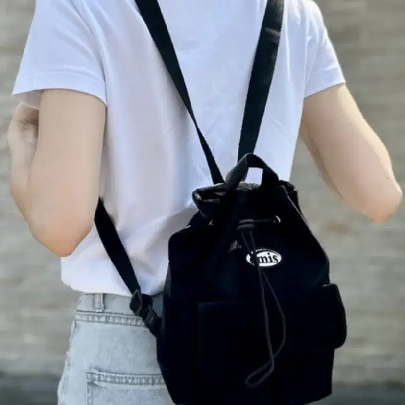 [BUNJANG] Emis Mini Wappen Pocket Backpack Black / 이미스 미니와펜 포켓 백팩