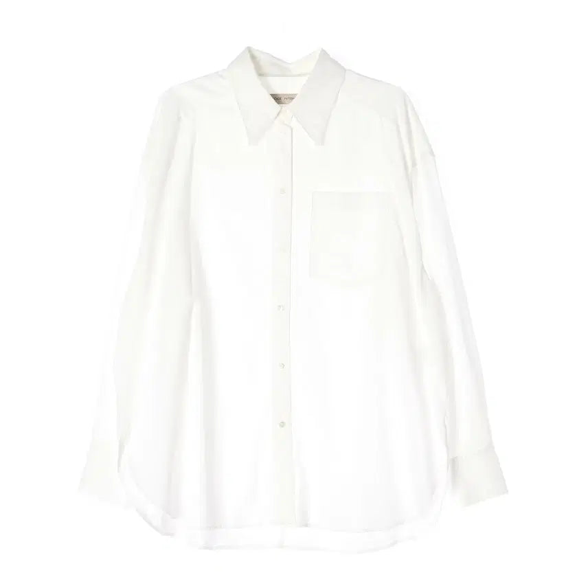 [BUNJANG] Facade Pattern Oversized Cotton Pocket Shirt White M / 파사드 패턴 오버핏 코튼 포켓 셔츠 화이트 M