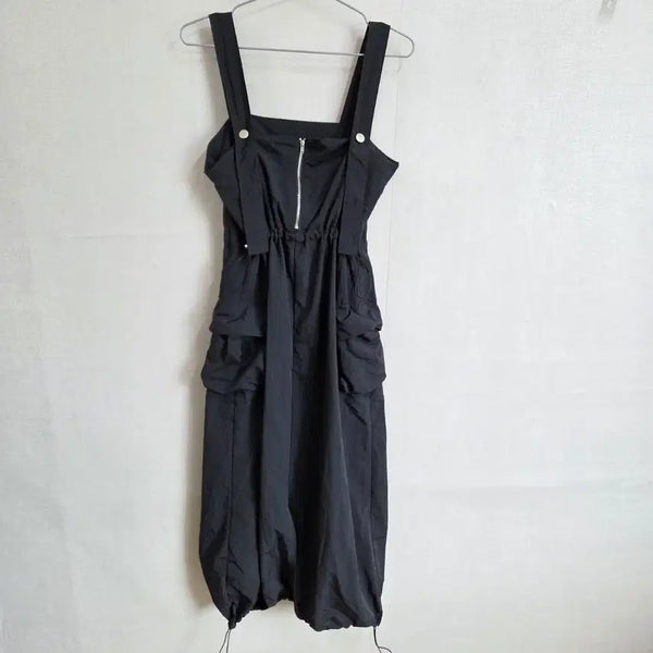 [BUNJANG] Women's Black Suspender Cargo Dress / 여성 블랙 멜빵 카고 원피스 F JJ2920