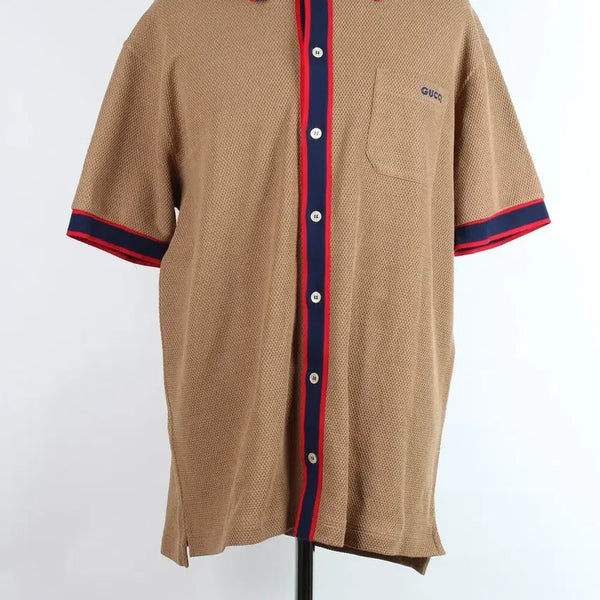 [BUNJANG] Gucci Wool Blended PK Shirt Brown XL (105) / 구찌 울블렌디드 PK 셔츠 브라운 XL(105)