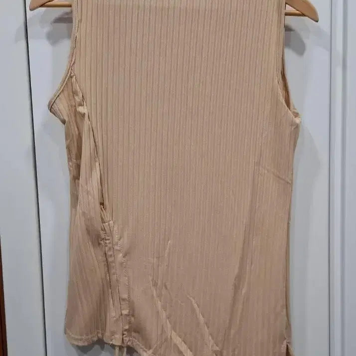 [BUNJANG] Beige Ribbed Sleeveless Top, Cardigan, and Pants 3-Piece Set (New) / 베이지 골지 민소매 나시&가디건&바지 3피스(새상품)