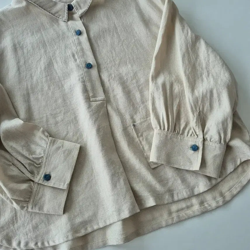 [BUNJANG] Linen Stitch Loose Fit Blouse / 린넨 스티치 루즈하게 블라우스