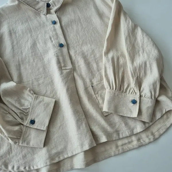 [BUNJANG] Linen Stitch Loose Fit Blouse / 린넨 스티치 루즈하게 블라우스