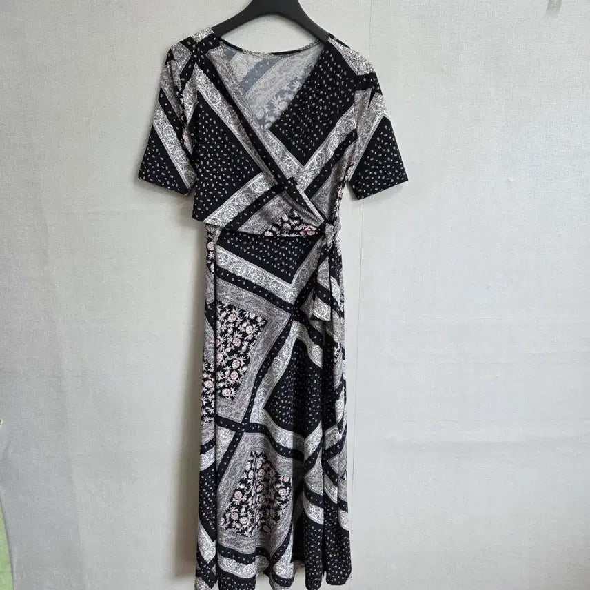 [BUNJANG] Women's Wrap Style Short Sleeve Dress / 여성 반팔 랩 스타일 원피스 F JJ2921