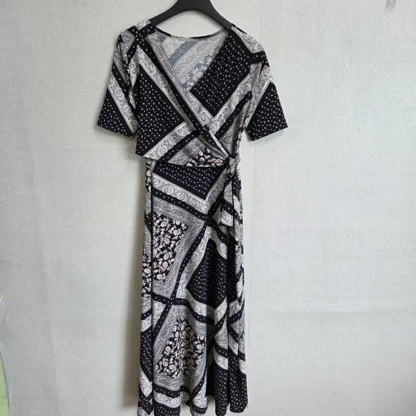 [BUNJANG] Women's Wrap Style Short Sleeve Dress / 여성 반팔 랩 스타일 원피스 F JJ2921