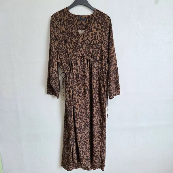 [BUNJANG] HUE Women's V-Neck Leopard Print Dress F JJ2922 / HUE 여성 브이넥 호피 무늬 원피스 F JJ2922
