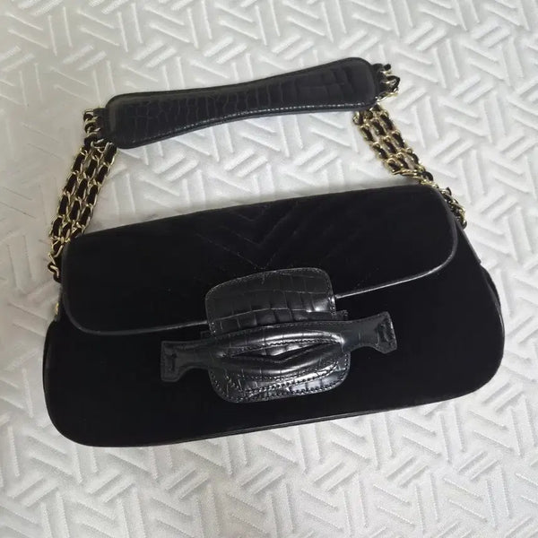 [BUNJANG] MOJO.S.FINE Velvet Crocodile Pattern Shoulder Bag / 모조에스핀 가방
