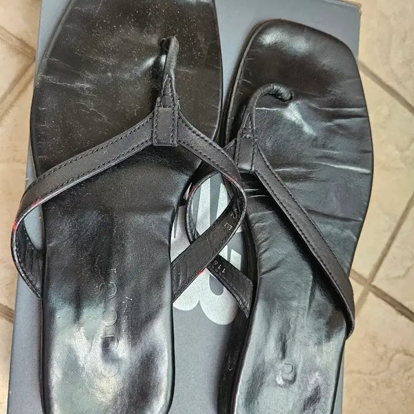 [BUNJANG] Gucci Black Leather Slides Sandals 270 / 구찌 블랙 레더 쪼리 샌들270