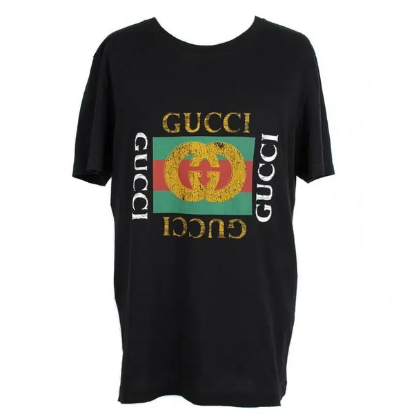[BUNJANG] Gucci Box Logo Vintage T-Shirt Black S (95-100) / 구찌 박스로고 빈티지 반팔 티셔츠 블랙 S(95~100)