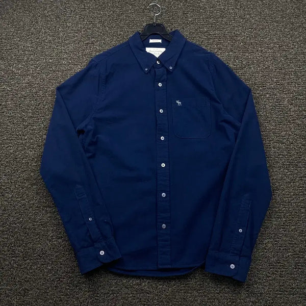 [BUNJANG] Abercrombie & Fitch Navy Antelope Logo Shirt / 아베크롬비 산양로고 네이비 셔츠