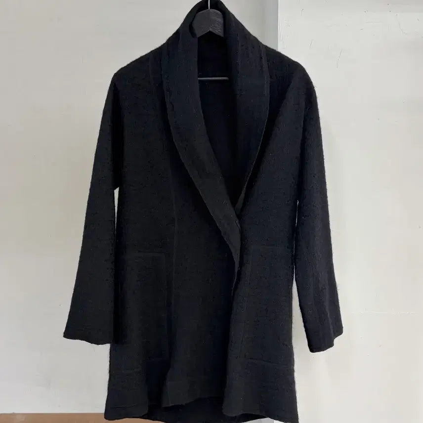 [BUNJANG] Issey Miyake Heart Wool Shawl Collar Knit Long Cardigan / 이세이 미야케 하트 울 숄칼라 니트 롱 가디건