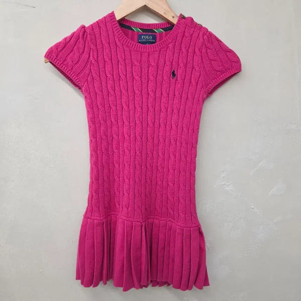 [BUNJANG] Polo Ralph Lauren Cable Knit Dress Pink / 폴로 랄프로렌 꽈배기 니트 원피스 핑크