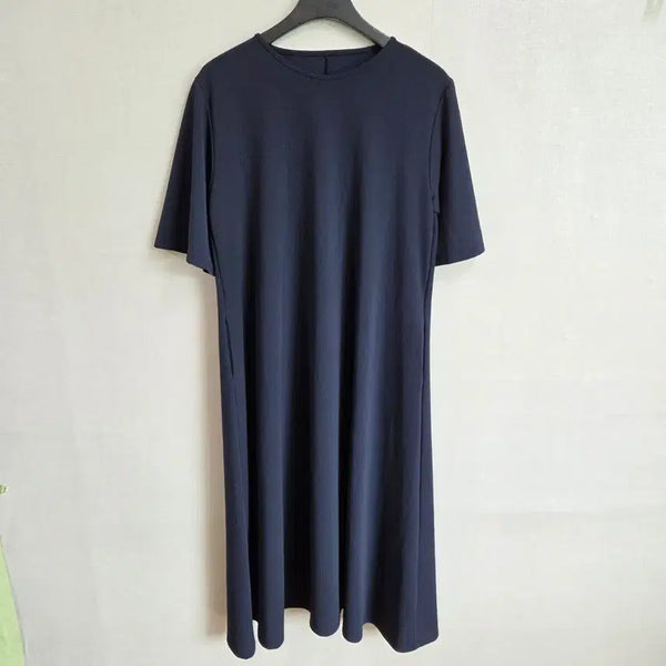 [BUNJANG] Women's Navy Long Sleeve T-Shirt Dress / 여성 반팔 네이비 롱 원피스 F JJ2924