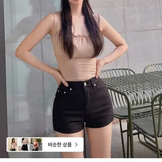 [BUNJANG] Kaindami Women's Black Volume-Up Shorts - Size L / 새상품 카인다미 골반볼륨업 블랙 숏팬츠 L