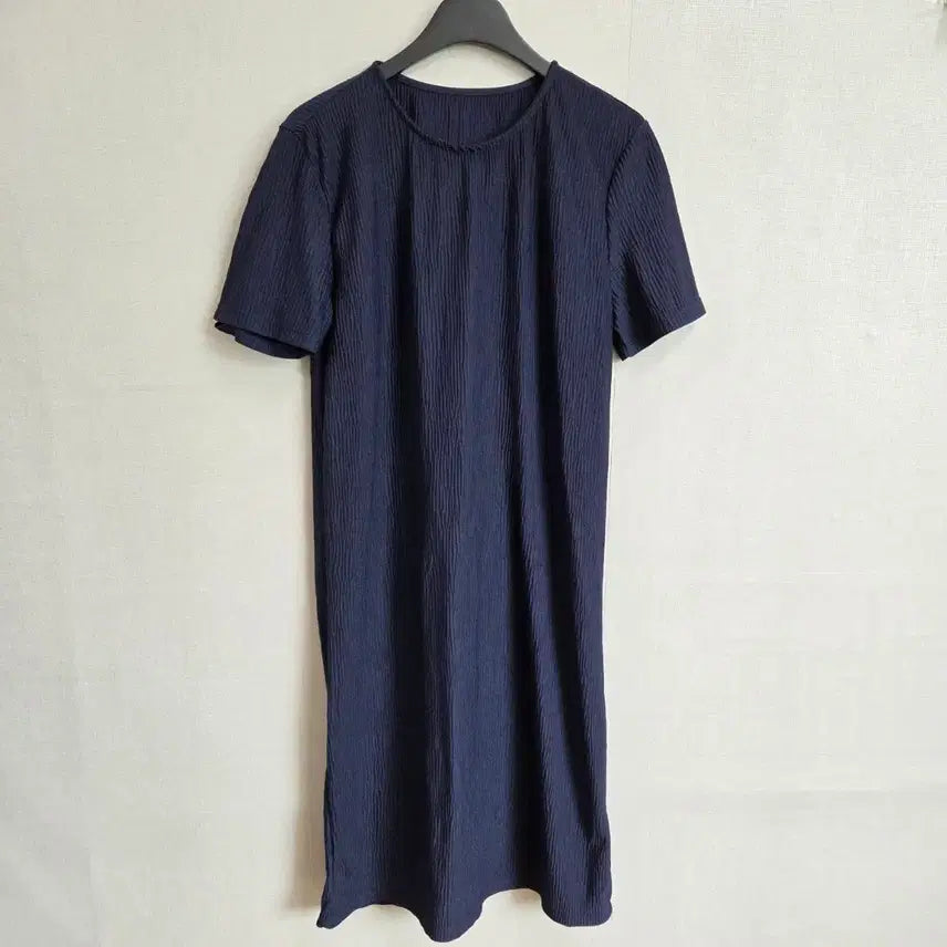 [BUNJANG] Women's Navy Wrinkle Short Sleeve Dress / 여성 네이비 링클 반팔 원피스 F JJ2926