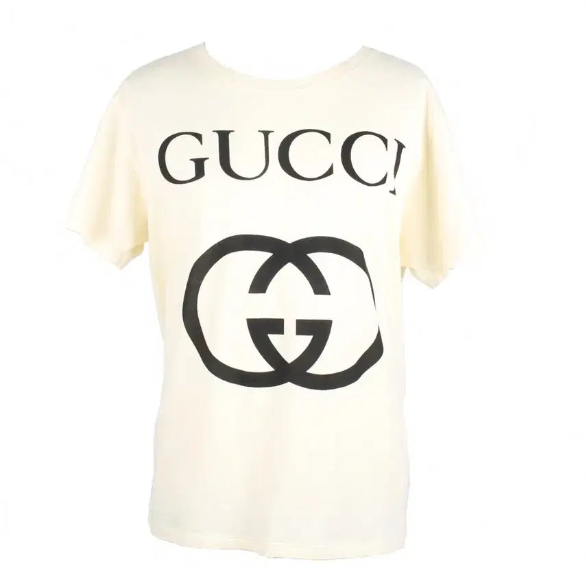 [BUNJANG] Gucci Interlocking GG Logo Short Sleeve T-Shirt Ivory S / 구찌 인터로킹 GG 로고 반팔 티셔츠 S(95~100)