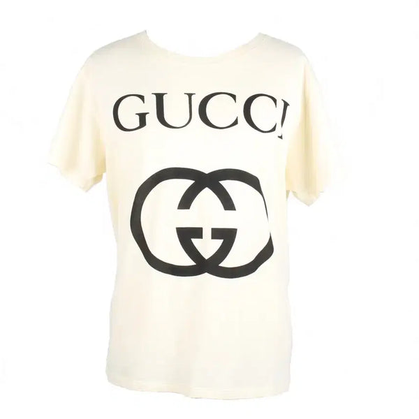 [BUNJANG] Gucci Interlocking GG Logo Short Sleeve T-Shirt Ivory S / 구찌 인터로킹 GG 로고 반팔 티셔츠 S(95~100)